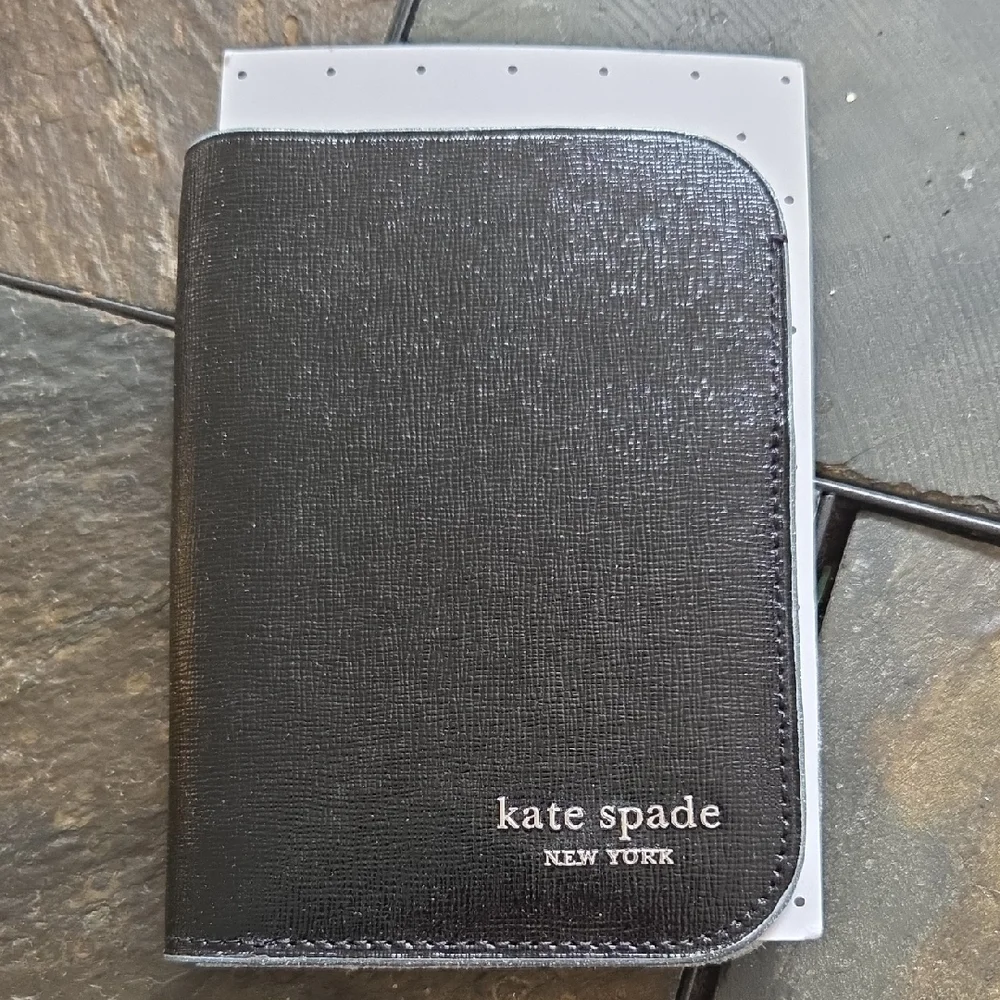 kate spade Black & Multi-color Glitter Leather Logo Passport Wallet - Picture 1 of 7